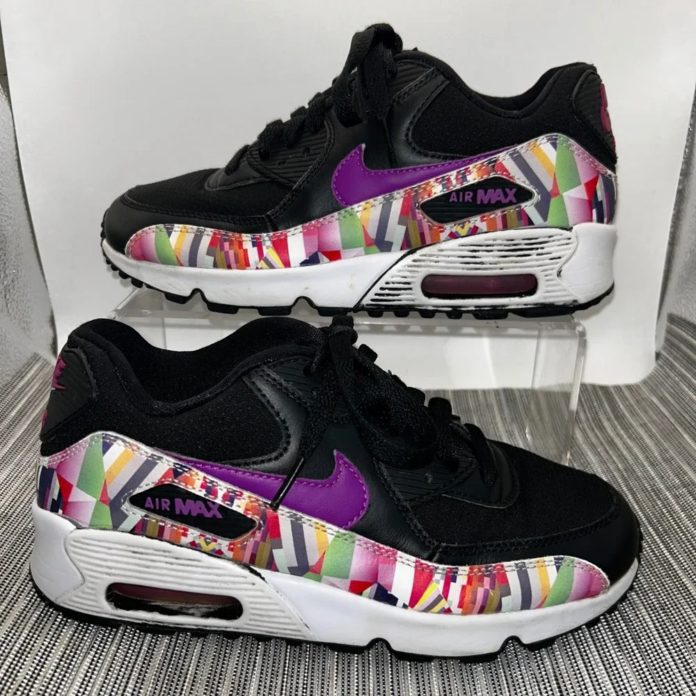 Nike Air Max 90 Print Mesh GS 833497-001 Hyper Violet 4.5Y Womens 6